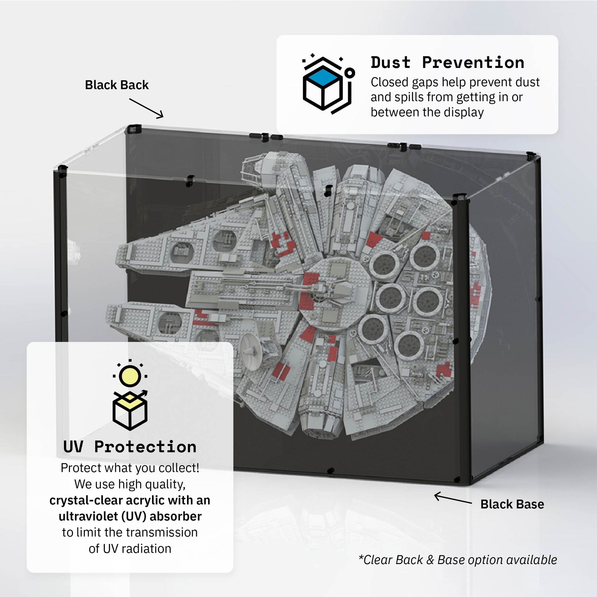 Ucs millennium falcon display hot sale